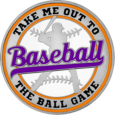 Purple "Baseball" with Orange Outer Circular Borders
